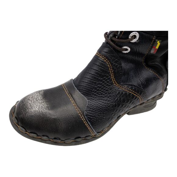 TMA EYES Black Croc Embossed Leather Winter Combat Boots 9.5 Women's - Picture 5 of 13